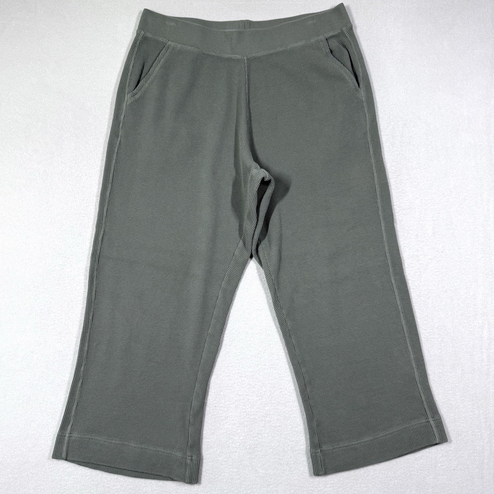 Pact Pants Womens XL Thermal Waffle Wide Leg Pant Organic Lounge Pull On Green - Picture 1 of 13